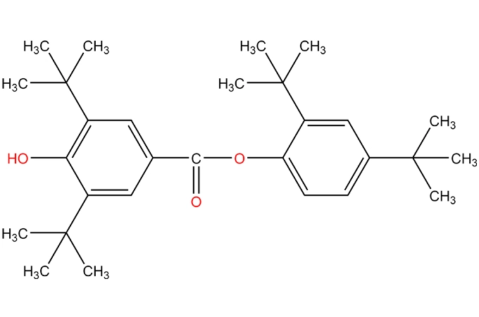 Tert-butylphenyl-4 2,4-di-butílico '-hydroxy-3',5 '-benzoato de di-terc-butilo