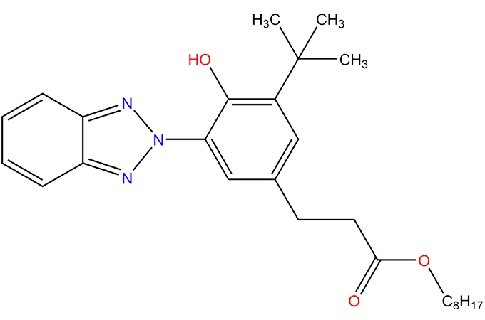 Ésteres octílicos del ácido 3-(2H-benzotriazolil)-5-(1,1-di-metiletil)-4-hidroxi-benzenpropanoico