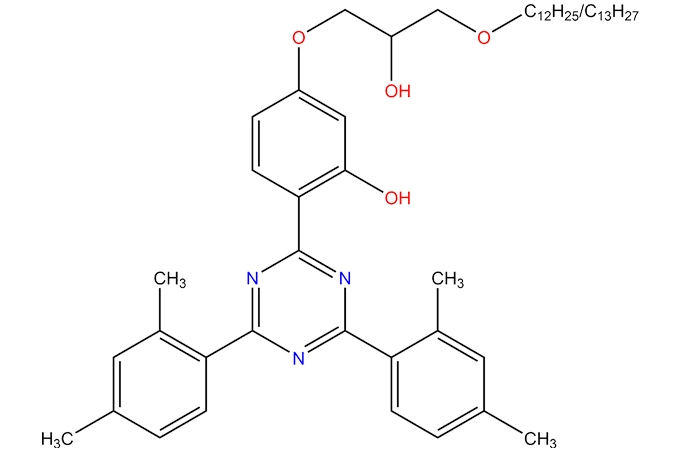 Productos de reacción de 2-(4,6-bis (2,4-dimetilfenil)-1,3, 5-triazin-2-il)-5-hidroxifenol con (C10-16, rico en alquiloxi C12-13) metil) oxiranano