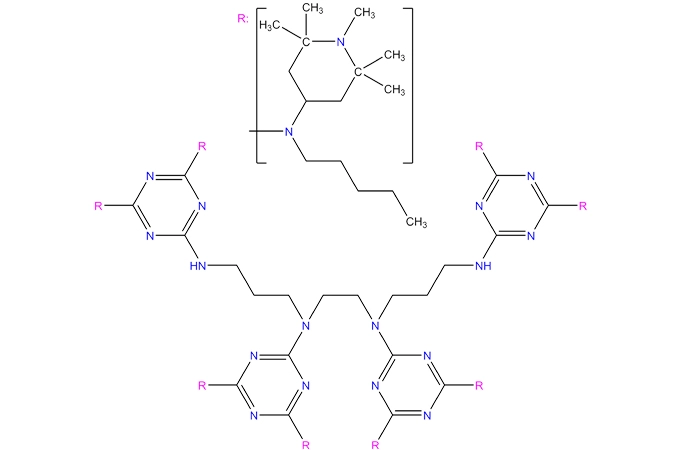 N,N ',N '',N''-tetraquis (4,6-bis (butil-(N-methyl-2,2,6, 6-tetrametilpiperidin-4-il) amino)triazin-2-yl)-4,7-diazadecano-1,10-diamina