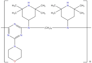 Copolímero de N,N'-Bis(2,2, 6,6-tetrametil 4-piperidinil-)-1,6-hexanodiamina-2,4-dicloro-6-morfolino-1, 3,5-triazina