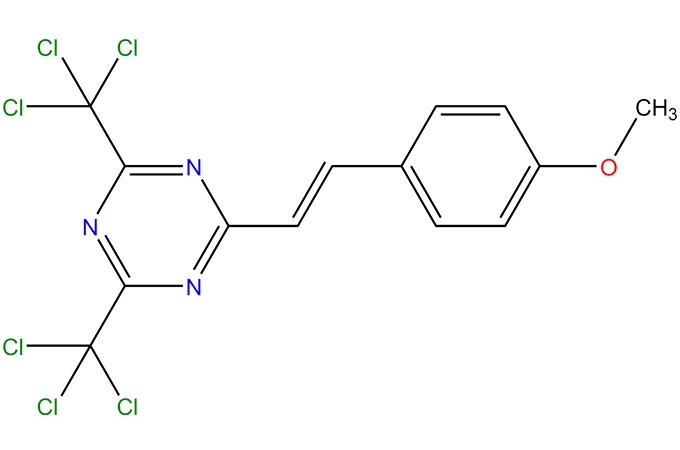 2-[2-(4-metoxifenil-2-il) vinilo]-4,6-bis (triclorometil) 1,3, 5-triazina